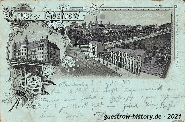 1903 - Güstrow - Blick von der Rostocker Strasse