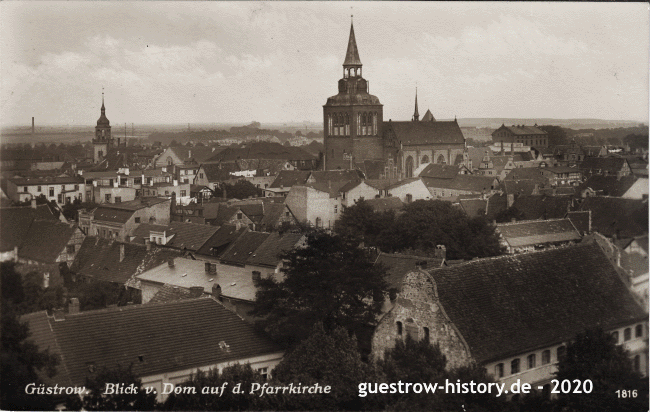 1926 - Güstrow - Blick vom Dom auf die Pfarrkirche
