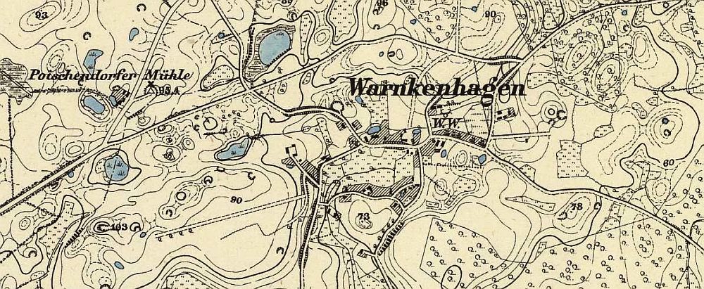 1880 Karte Warnkenhagen (Glasin)